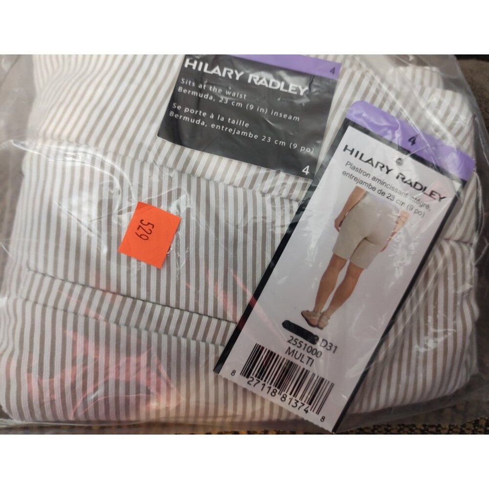 Hilary Radley Beige White Stripe Shorts NWT Women’s Summer Casual Wear